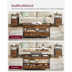 Sofabord med indbygget computerbord og skrivebord - rustik brun