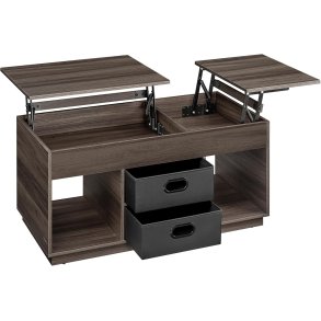 Sofabord med indbygget computerbord og skrivebord - brun