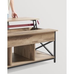 Sofabord med indbygget skrivebord og computerbord - brun
