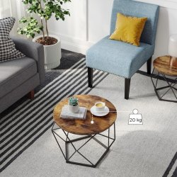 Sofabordsst - 2 sideborde - runde sofaborde - rustik brun