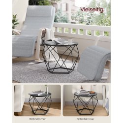 Sofabordss�t - 2 sideborde - runde sofaborde - sorte glasbord