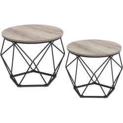 Sofabordsst - 2 sideborde - runde sofaborde - gr beige (greige)