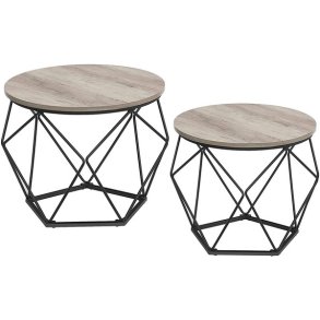 Sofabordsst - 2 sideborde - runde sofaborde - gr beige (greige)