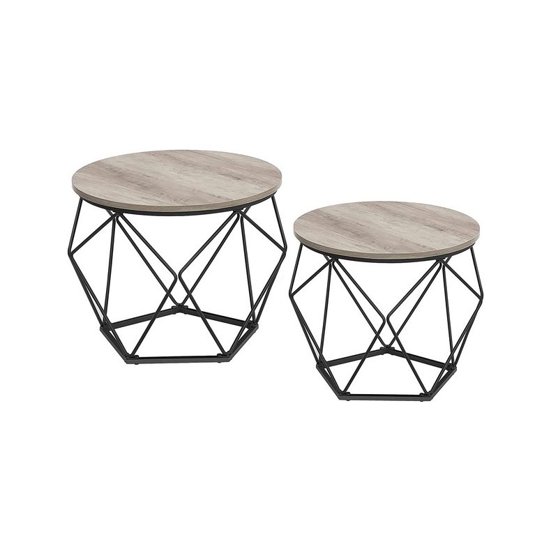 Sofabordsst - 2 sideborde - runde sofaborde - gr beige (greige)