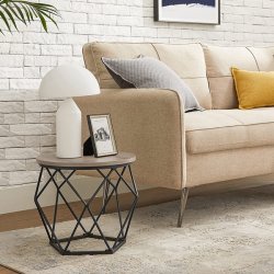 Sofabordsst - 2 sideborde - runde sofaborde - gr beige (greige)