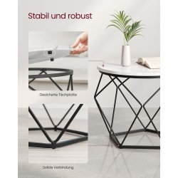 Sofabordsst - 2 sideborde - runde sofaborde - hvid