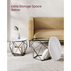 Sofabordsst - 2 sideborde - runde sofaborde - hvid