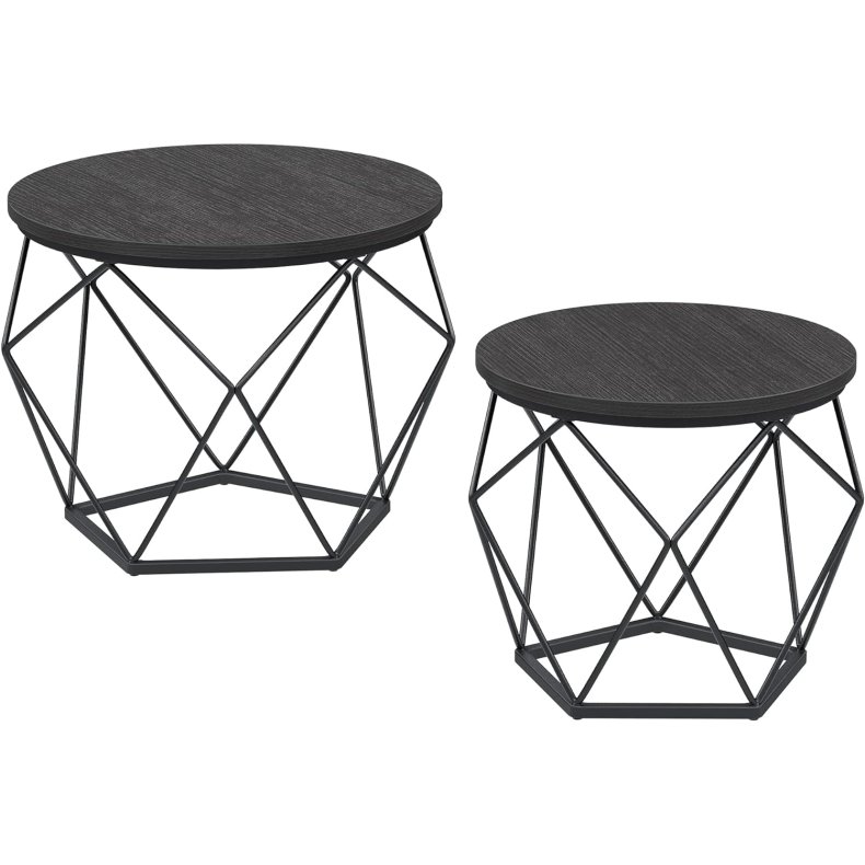 Sofabordsst - 2 sideborde - runde sofaborde - sort