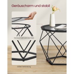 Sofabordss�t - 2 sideborde - runde sofaborde - sorte glasbord