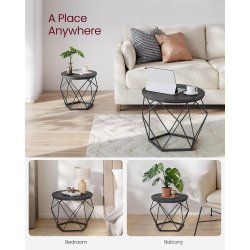 Sofabordsst - 2 sideborde - runde sofaborde - sort