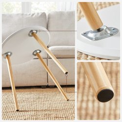 Indskudsborde - 2 runde sideborde - hvid/brun sofabordsst