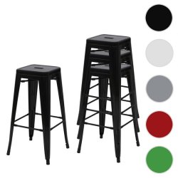 Barstol i industriel design - stabelbar barstol i metal - sort uden ryg