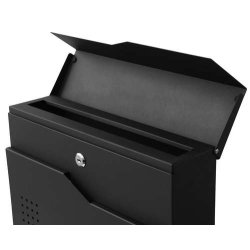 Postkasse med avisr�r - brevkasse med avisholder - sort