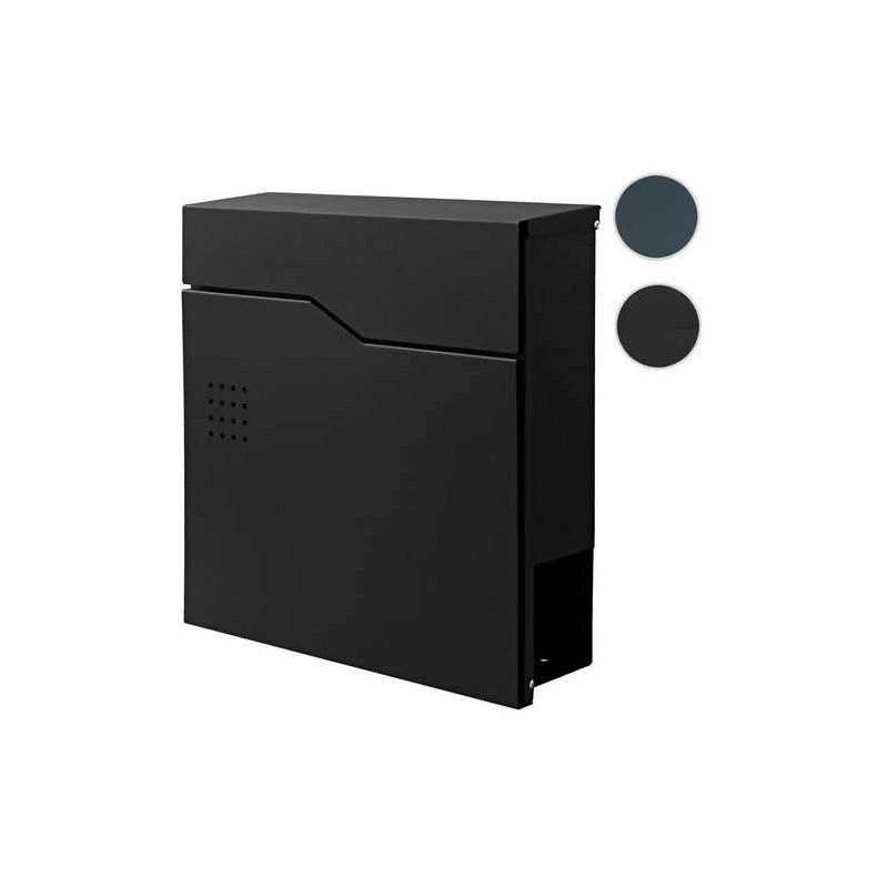 Postkasse med avisr�r - brevkasse med avisholder - sort