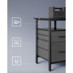 Hj�rneskrivebord med str�mstik og sk�rmstativ - sort 120x150