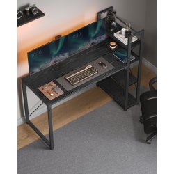 Skrivebord med reol - computerbord - sort 137,2 x 60 x 118,7