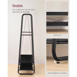 T�jstativ - sort t�jstativ med b�jlestang og skohylder