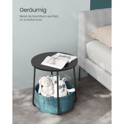 Sidebord - rundt hj�rnebord med stofkurv - sort �45 x H50 cm