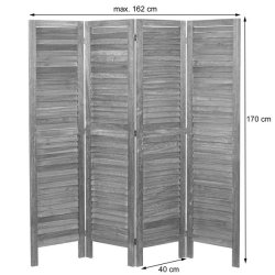 Rumdeler i antik vintage sort tr� - skillev�g/foldesk�rm 170 x 160 cm
