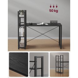 Skrivebord med reol - computerbord - sort 137,2 x 60 x 118,7