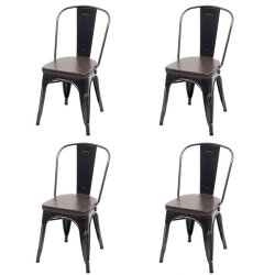 4 cafestole med brun ldersde - sort stabelbar bistro stol og spisestol