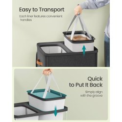 Vasket�jskurv med 2 rum - 2 vasket�jsposer - 170 liter - sort