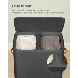 Vasket�jskurv med 2 rum - 2 vasket�jsposer - 170 liter - sort