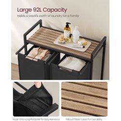 Vasketjskurve p stativ med 2 rum - 2 vasketjsposer - brun