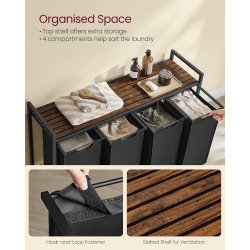 Vasketjskurve med 4 rum - 4 vasketjsposer - rustik brun