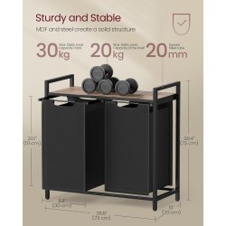 Vasketjskurve p stativ med 2 rum - 2 vasketjsposer - brun