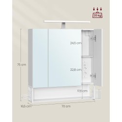 Badevrelsesskab - overskab - spejlskab med strmstik - hvid