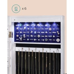 Smykkeskab med lys - vghngt spejlskab til dr og vg - hvid