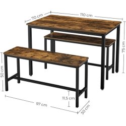 Spisebordsst med spisebord og bnke i industrielt design