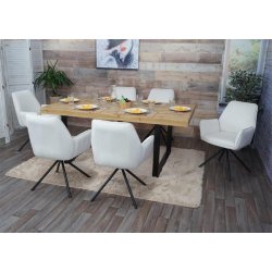 Spisestuestol - drejbar spisestol med fljlsde i creme beige stof