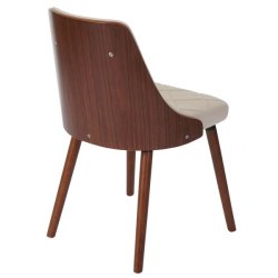 Spisebordsstol - formstbt spisestol med creme kunstlder - valnd look