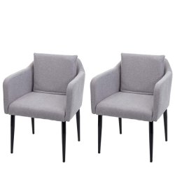 Spisebordsstole - 2 spisestole med stofsde i lysegr stof