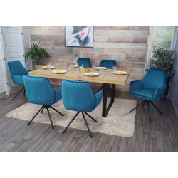 Spisestuestol - drejbar spisestol med fljlsde i turkis bl fljl stof