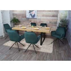 Spisestuestol - drejbar spisestol med fljlsde i grn fljl stof