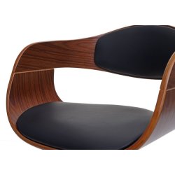 Spisebordsstol - retro valnd spisestuestol med sort imiteret kunstlder