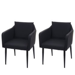 Spisebordsstole - 2 spisestole med ldersde i sort kunstlder