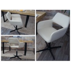 Spisestuestol - hjdejusterbar spisebordsstol - creme kunstlder