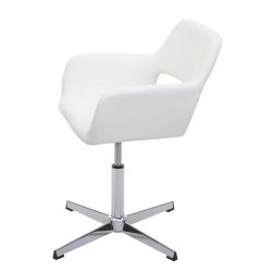 Spisestuestol - hjdejusterbar spisebordsstol - hvid kunstlder