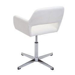 Spisestuestol - hjdejusterbar spisebordsstol - hvid kunstlder