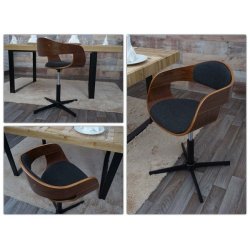 Spisebordsstol - retro valnd spisestuestol med mrkegr stof