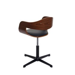 Spisebordsstol - retro valnd spisestuestol med sort imiteret kunstlder