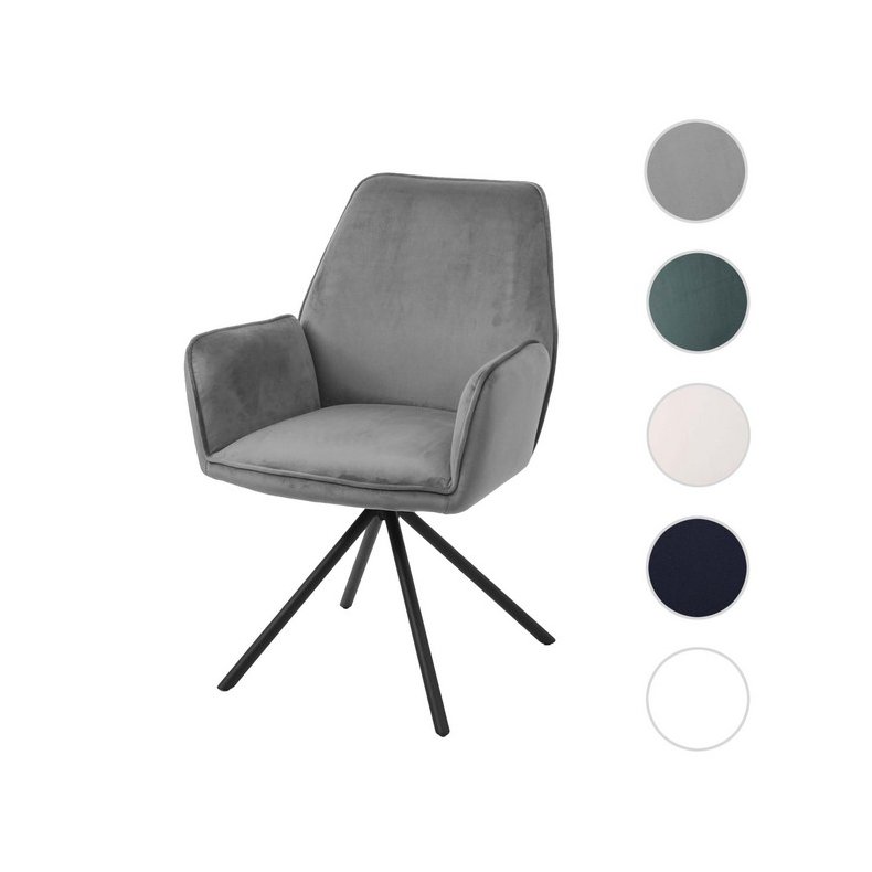 Spisestuestol - drejbar spisestol med fljlsde i mrkegr fljl stof