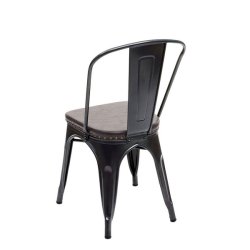 4 cafestole med brun ldersde - sort stabelbar bistro stol og spisestol