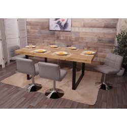 Spisestuestole - 2 drejbar spisebordsstole - lysegrt stof