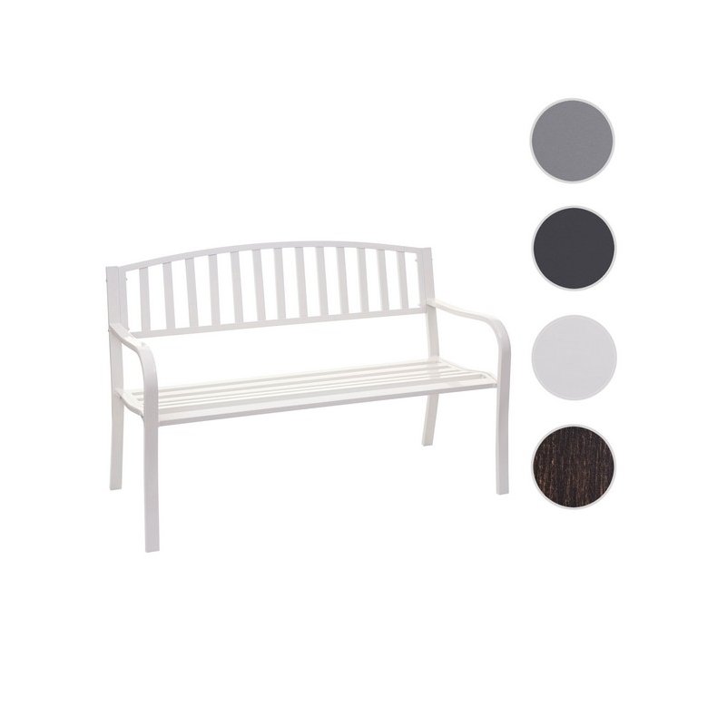 Metalbnk - bnk i metal - parkbnk i hvid pulverlakeret stl - 127 cm