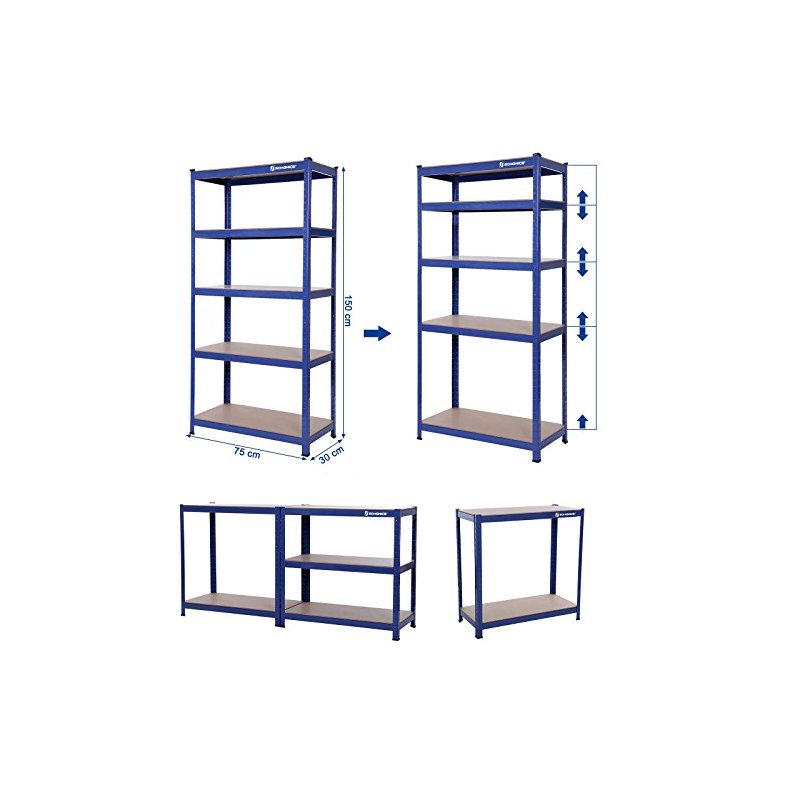 Lagerreol - v�rkstedsreol - bl� st�lreol 150 x 75 x 30